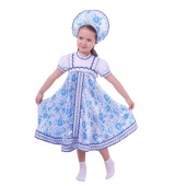 Русско-народный костюм 122-128 см. Бело-голубые цветы